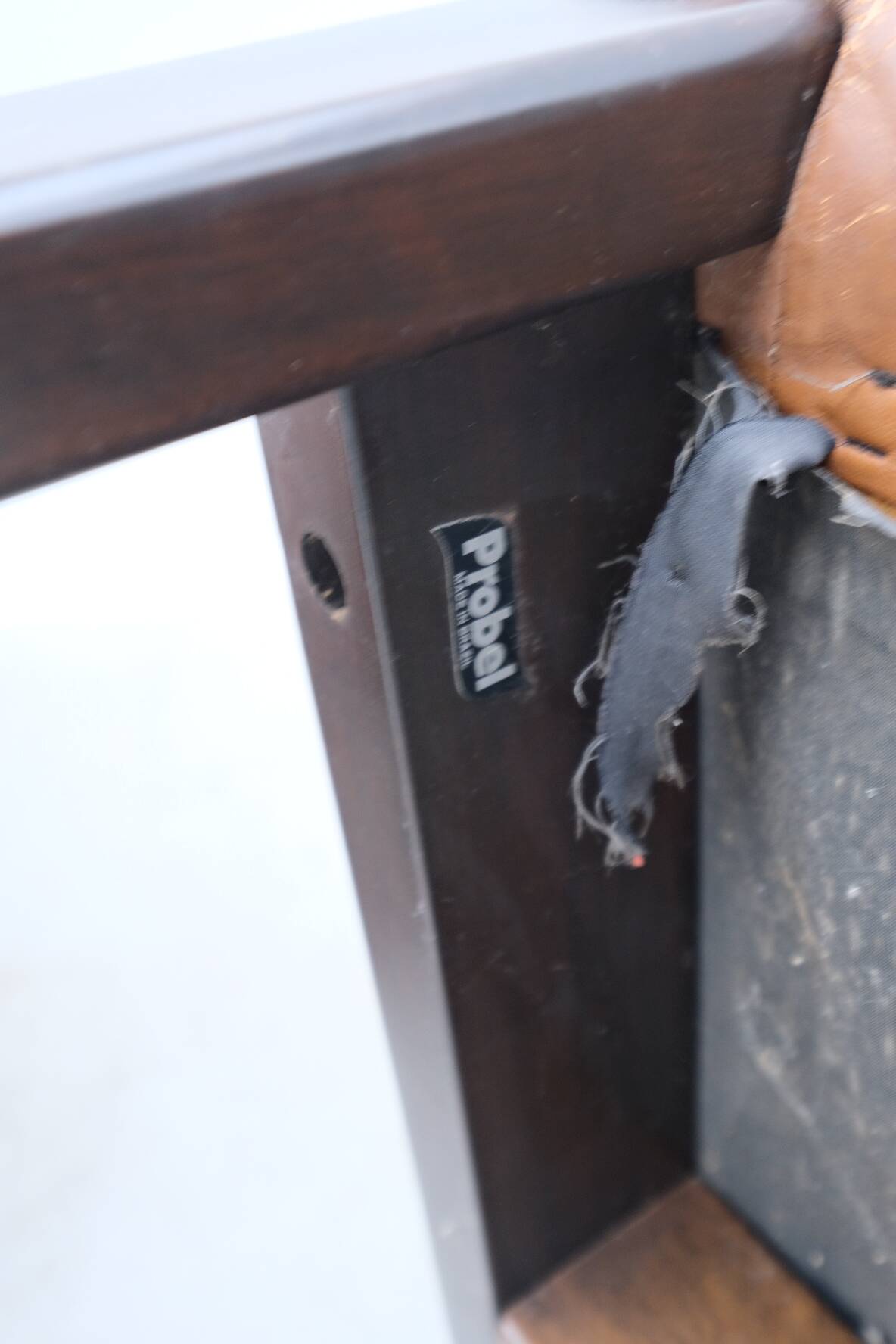 Armchair and ottoman by Jean Gillon for Probel in leather and teak, Brazil 1970
