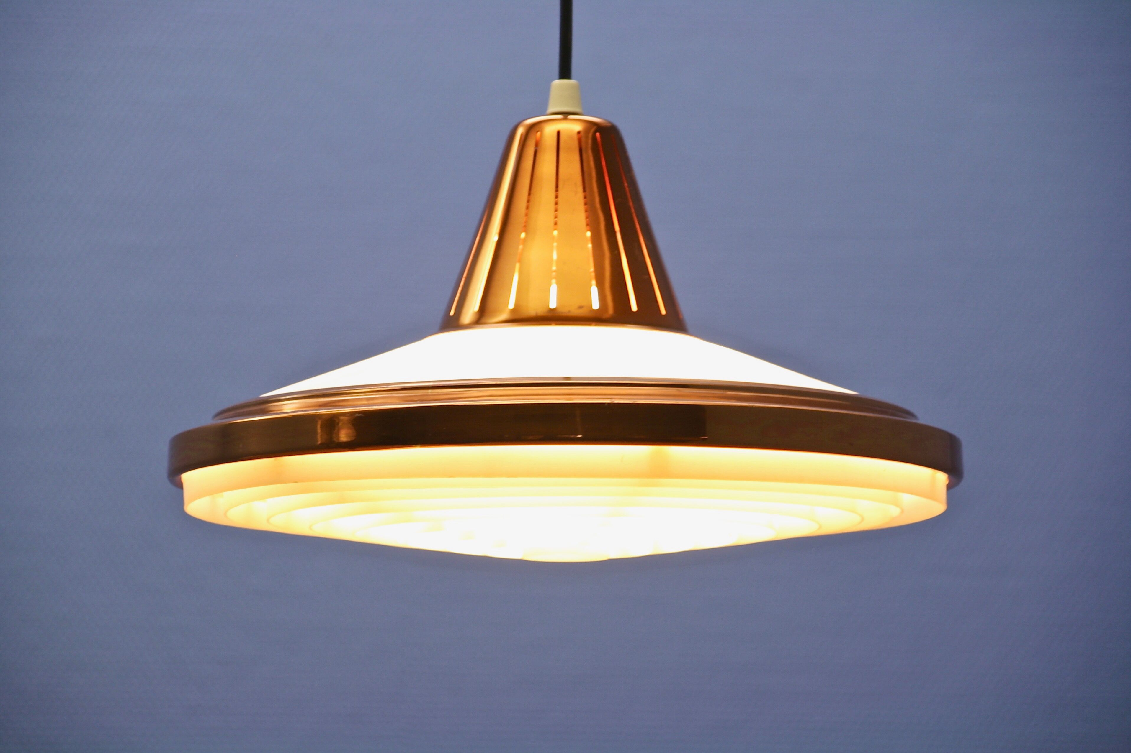 Danish hanging lamp in solid copper, 1970s