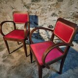 Pair of French Art Deco armchairs in beech, 1930s