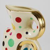 Boch Frères Pichet / Mid-Century Jug in Gold and Polka Dots, Belgium, 1950s