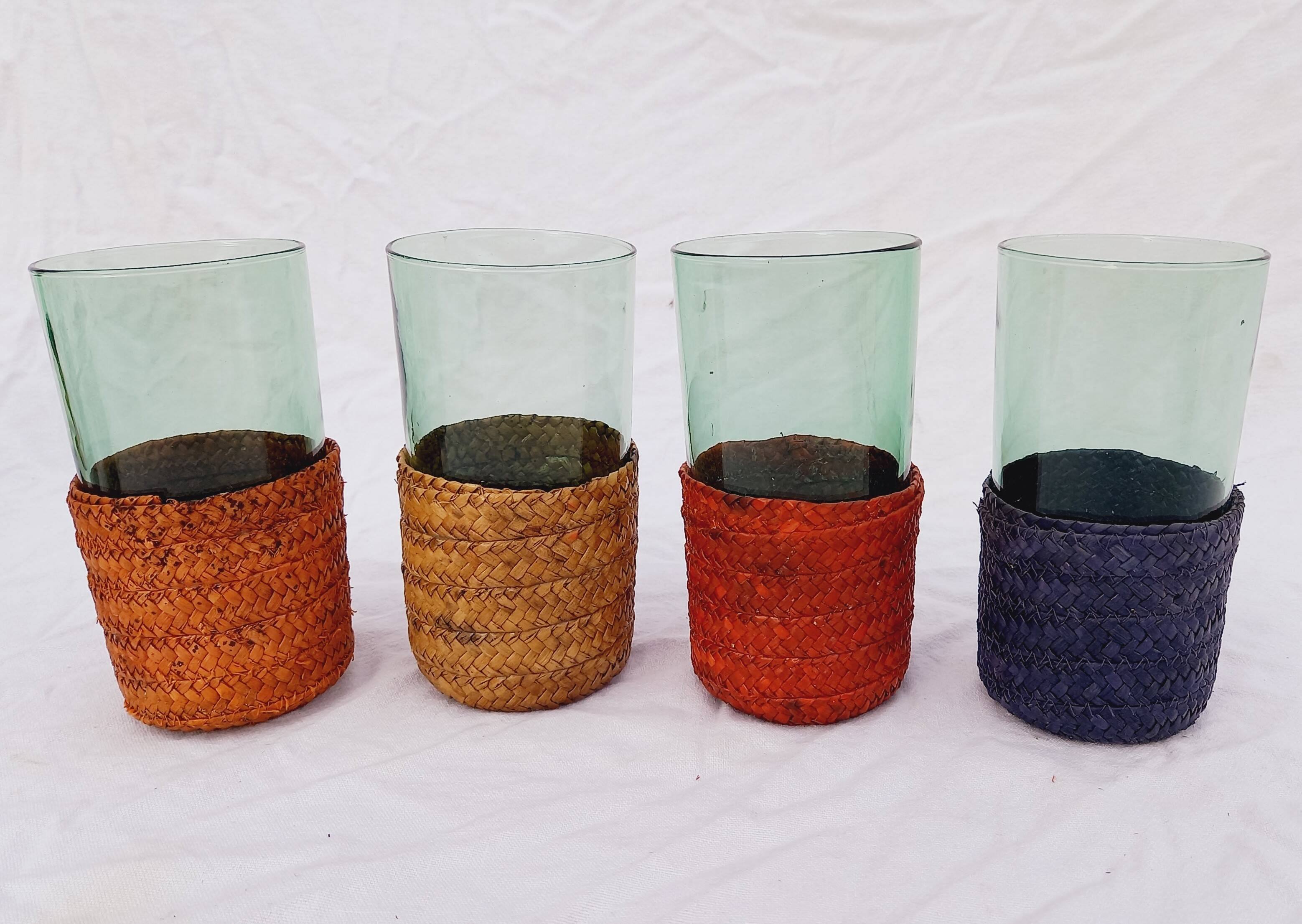 Set of 11 vintage green tinted glasses