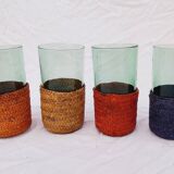 Set of 11 vintage green tinted glasses