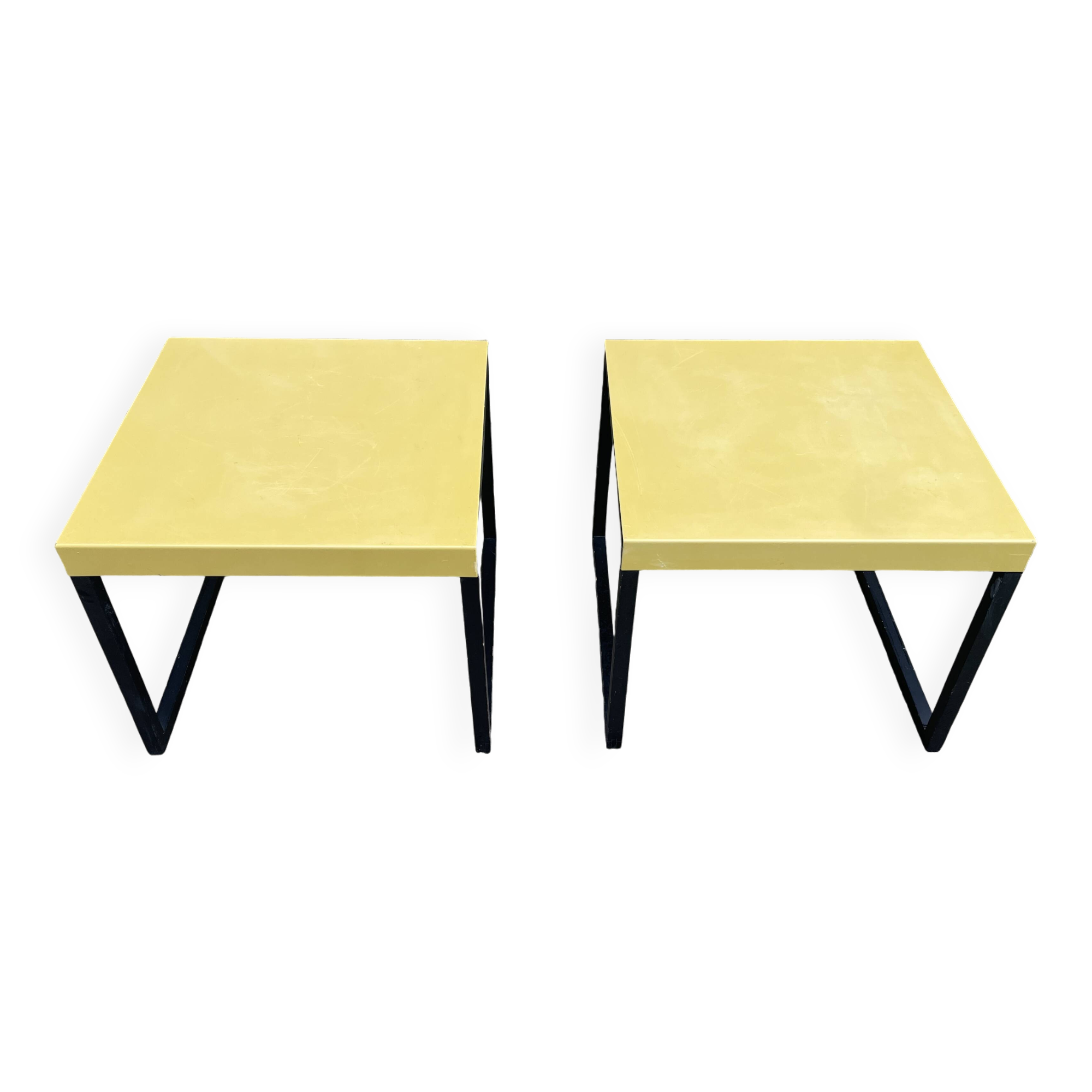 Pair of green and black metal side tables by Habitat
