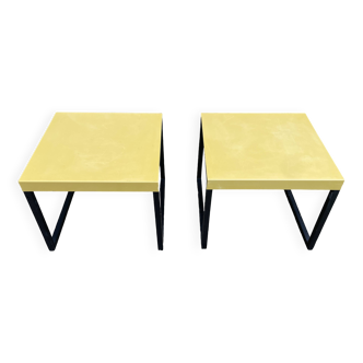 Pair of green and black metal side tables by Habitat