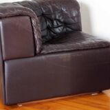 1970s brown leather modular sofa