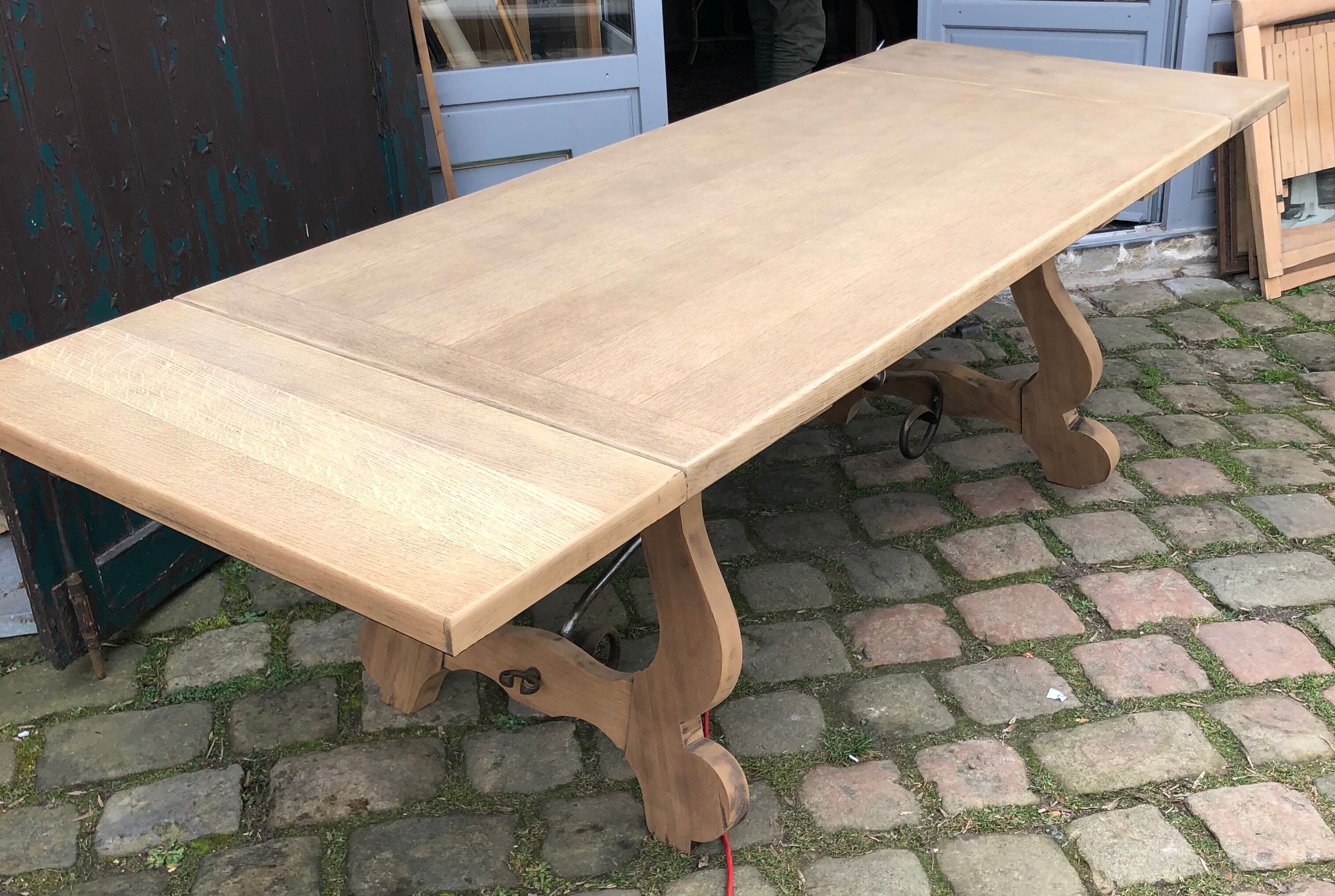 Monastery table in stripped solid oak