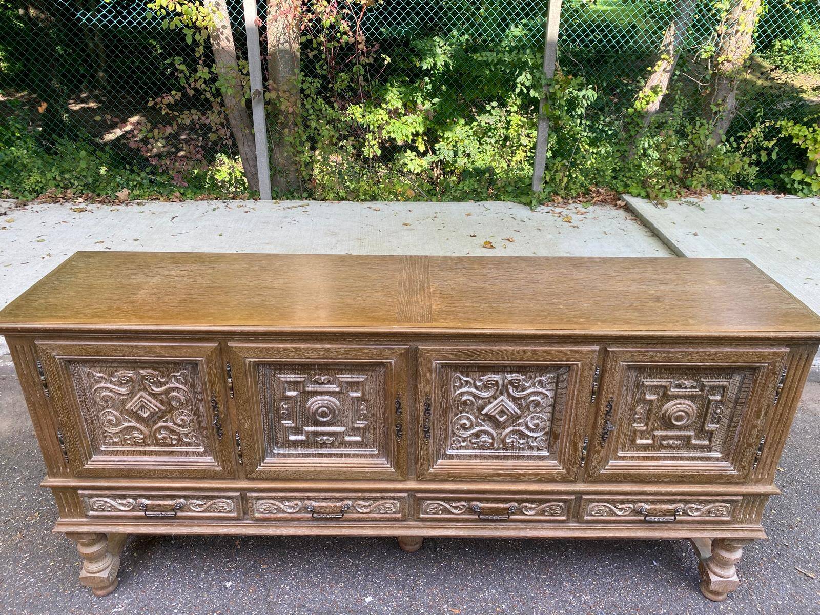 Spanish Renaissance patinated solid wood sideboard