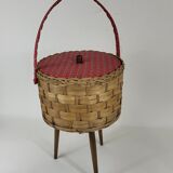 Travailleuse Tripode Boite à couture Vintage