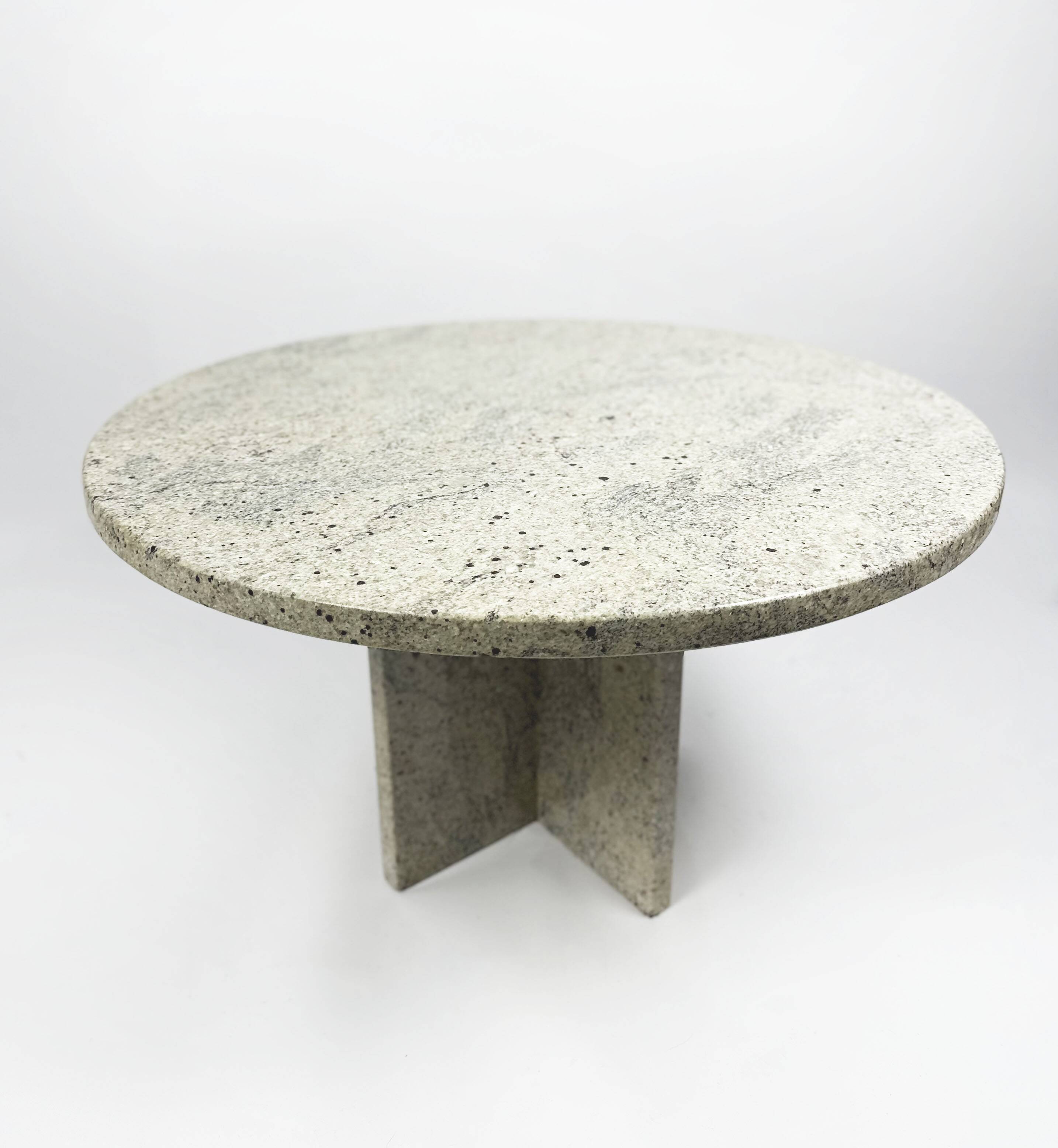 Vintage 1970s Round White Granite Coffee Table