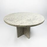 Vintage 1970s Round White Granite Coffee Table