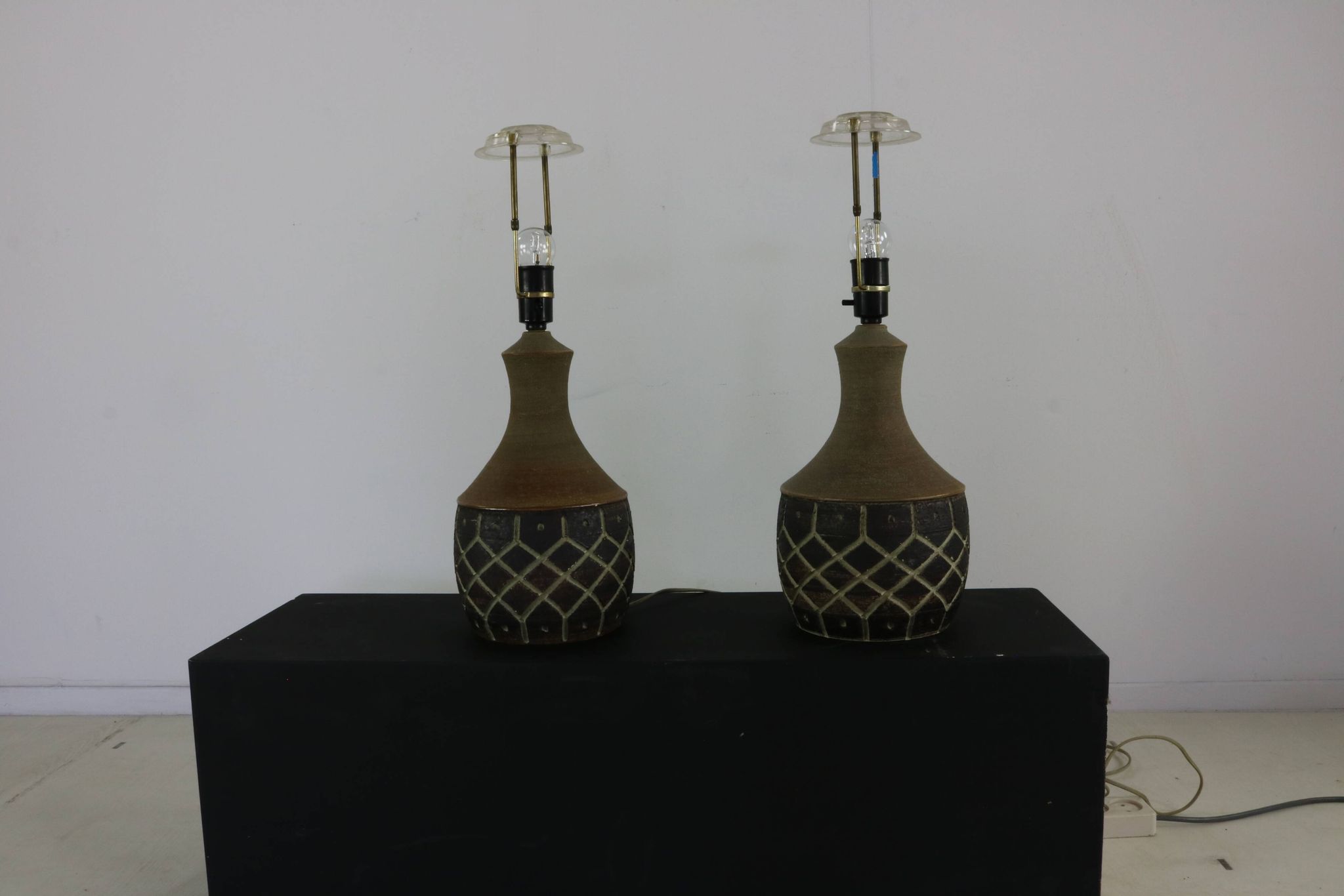2 pieds de lampes de table en céramique Chris Keramik Haslev, années 1960