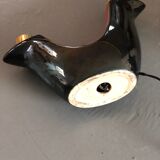 Pair of double fire lamps in red and black ceramic 50s