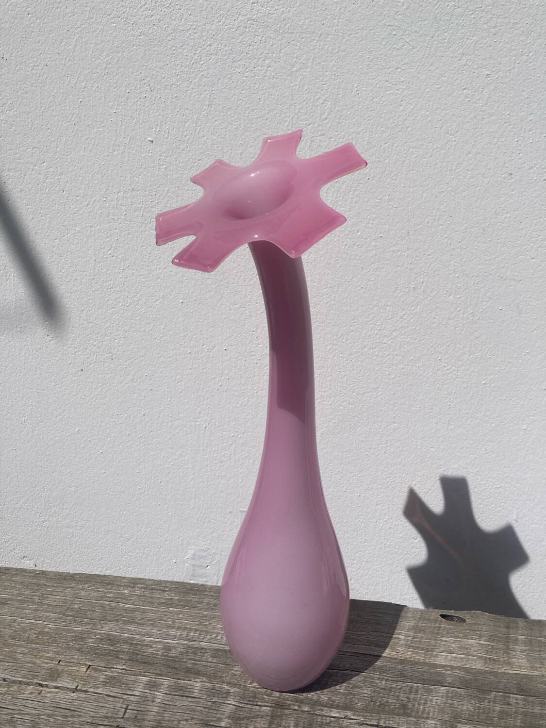 Grand vase fleur opaline rose