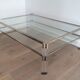 Large coffee table in plexiglass and chrome with a double glass top.