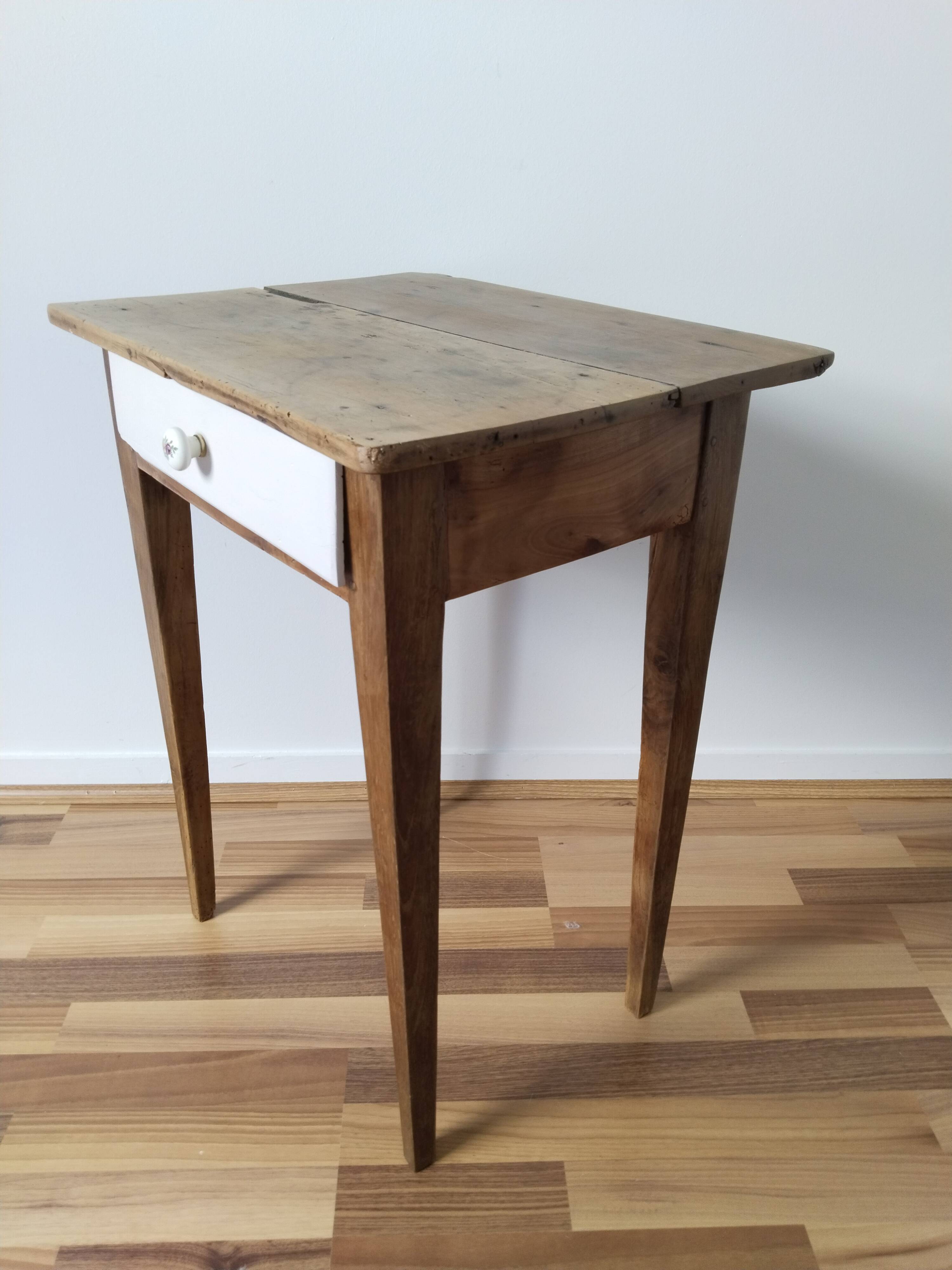 Table, desk, bedside, in waxed wood