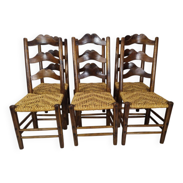 Chaises vintage en paille rustique