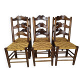Chaises vintage en paille rustique