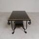 Table basse vintage avec 2 plateaux en verre avec impression des années 50