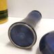 Set of Three Postmodern Blue and Yellow Glazed Vase and Bottles by Parravicini