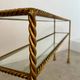 Antique console table in twisted gilded brass and glass Italian design from the 60s vintage table
