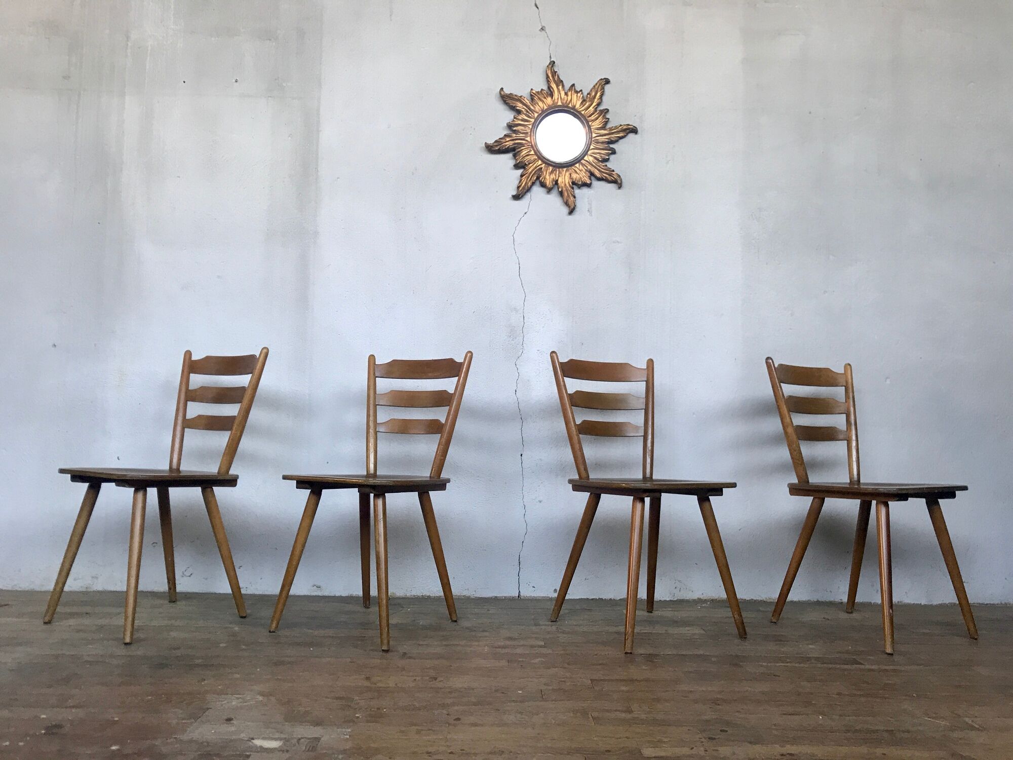 Series of 20 Scandinavian chairs or vintage wooden bistro