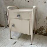 Industrial white metal bedside