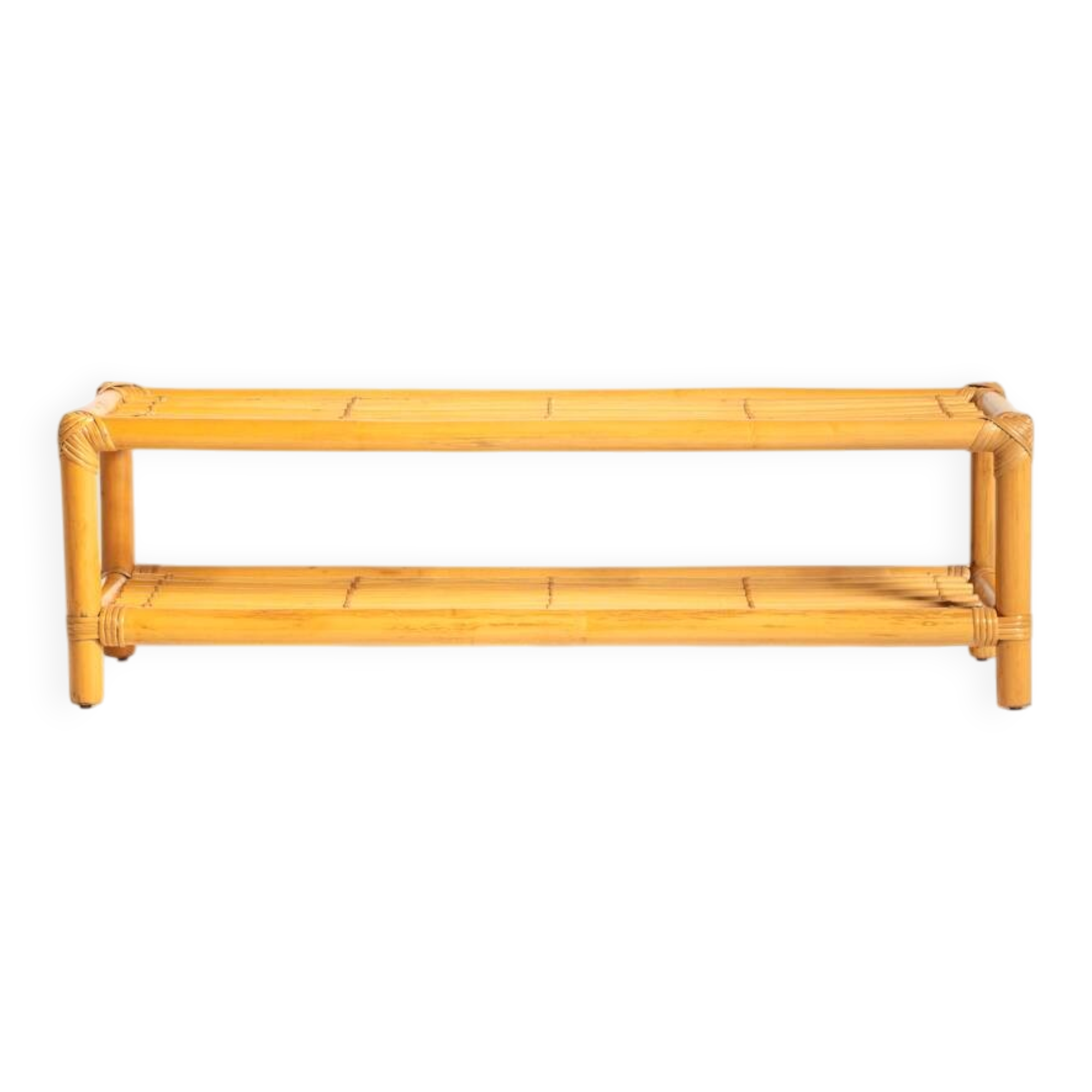 Scandinavian bamboo and rattan bench, second half of the 20th century