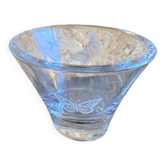 Vide poche coupe ancienne cristal d’arques décor papillons gravés vint