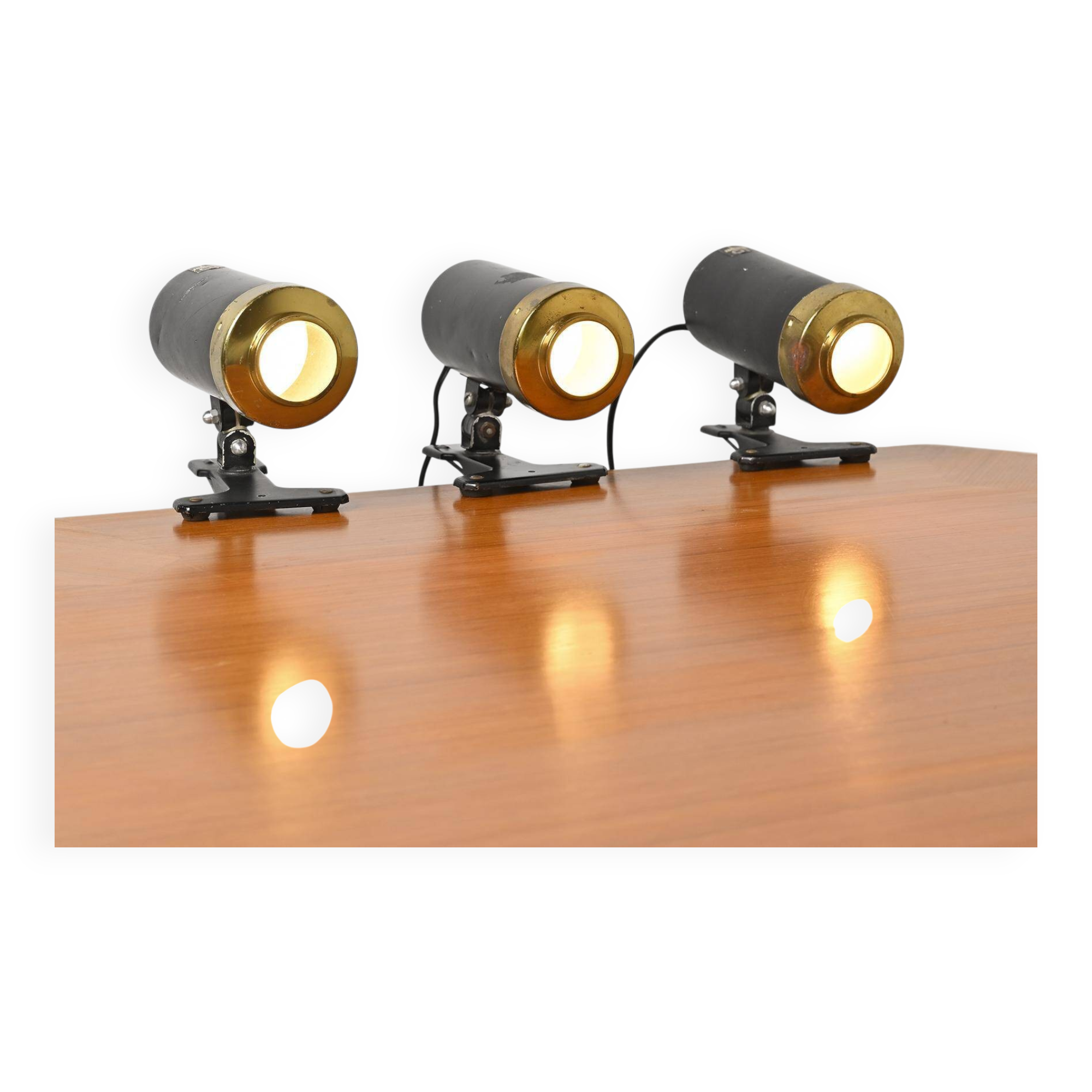 Set of three clamp lamps, Jacques Biny, circa 1950, Lita edition
