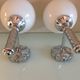 Pair of globe wall lamps in white opaline and chrome/vintage metal 70s