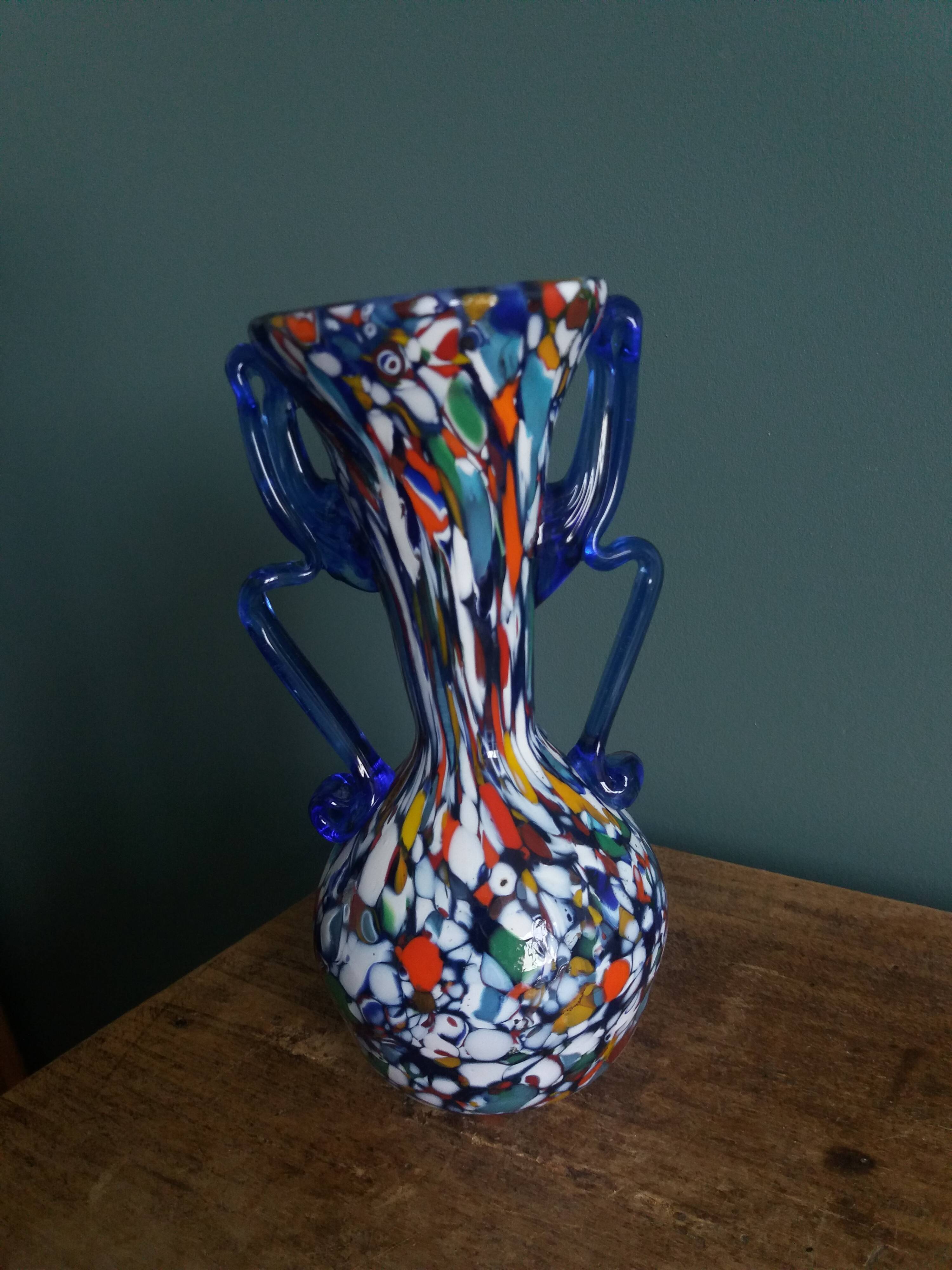 Murano polychrome blown glass vase