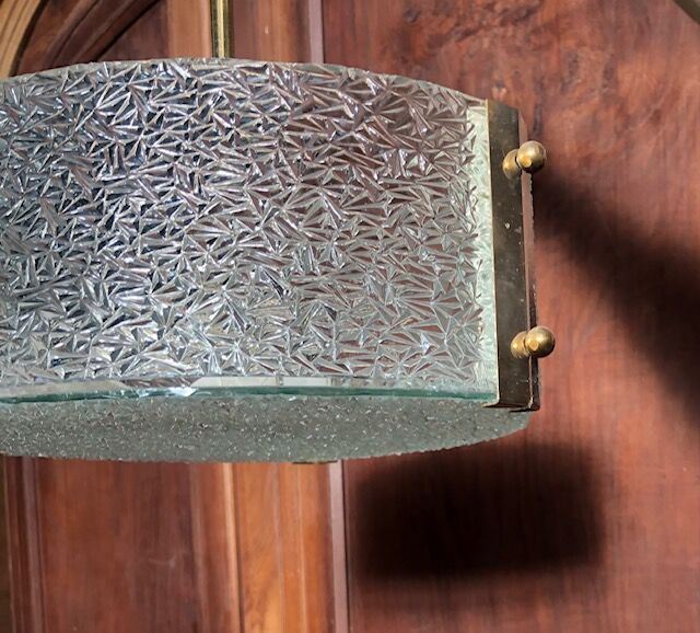 Pendant lamp 1950 glass and gold metal