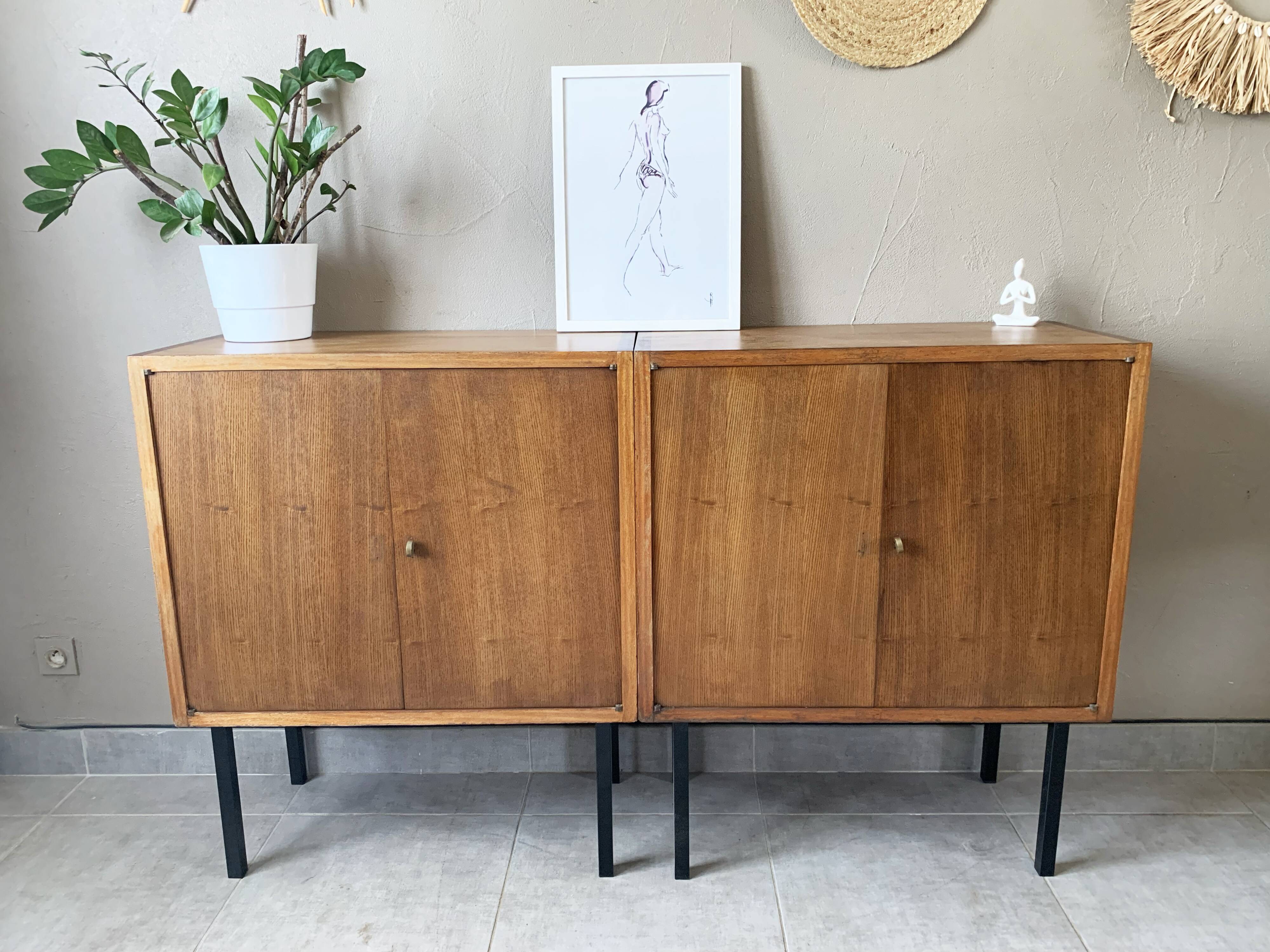 Vintage Scandinavian sideboard 2 modules in oak, 1960s