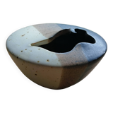 Vase flower frog, stoneware Puisaye signed Jean Cacheleux, 80's design