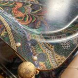 Textable brass and cashmere serving table