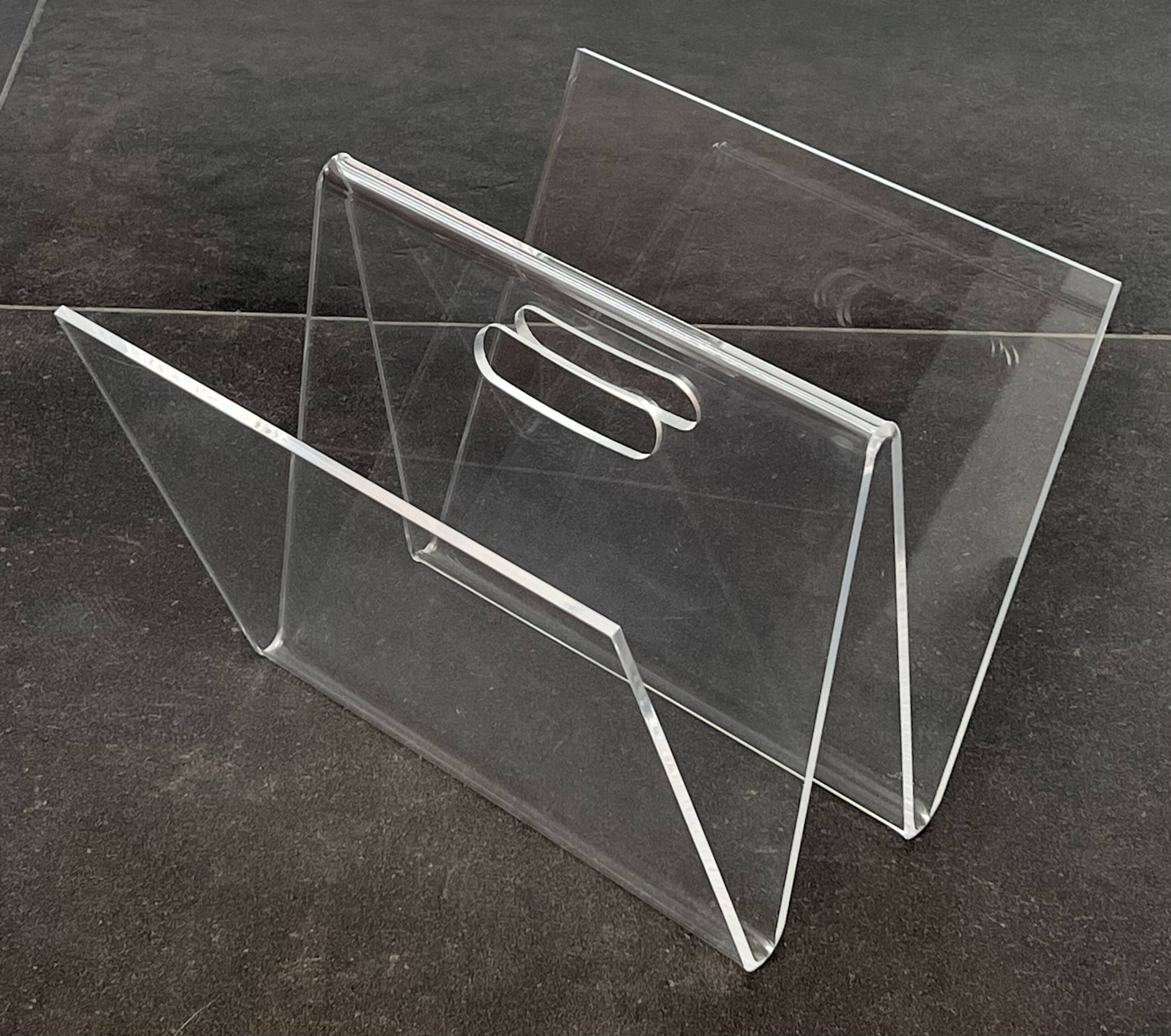 W magazine rack in plexiglass, France 1970s
