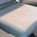 Pair of minimalist white and blue armchairs