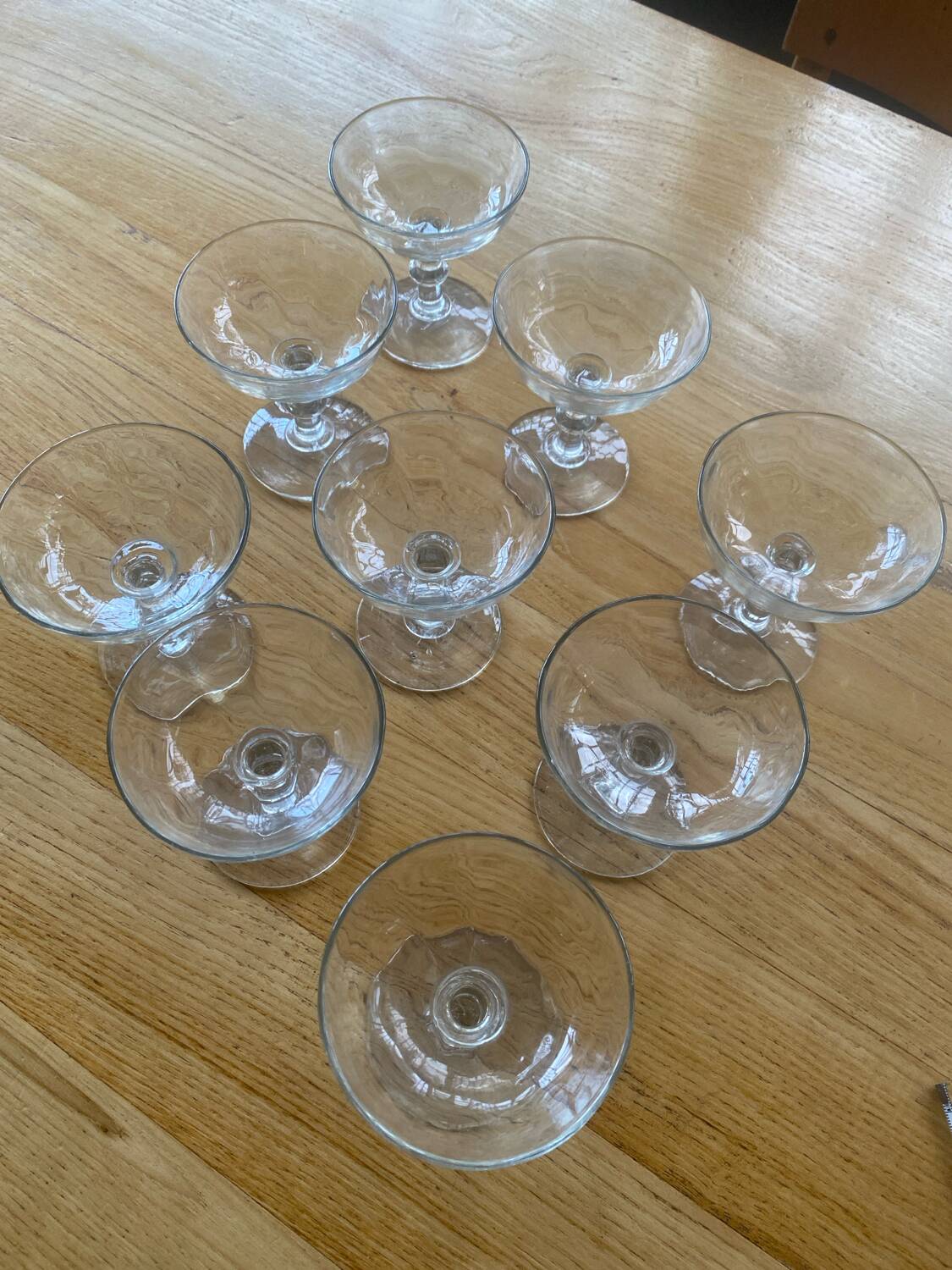 9 antique champagne glasses
