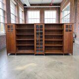 XL vintage wall unit in wood / bookshelf / cabinet (3.4m!)