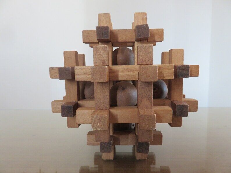 Wooden puzzle, multiboules, gadget from the 70s