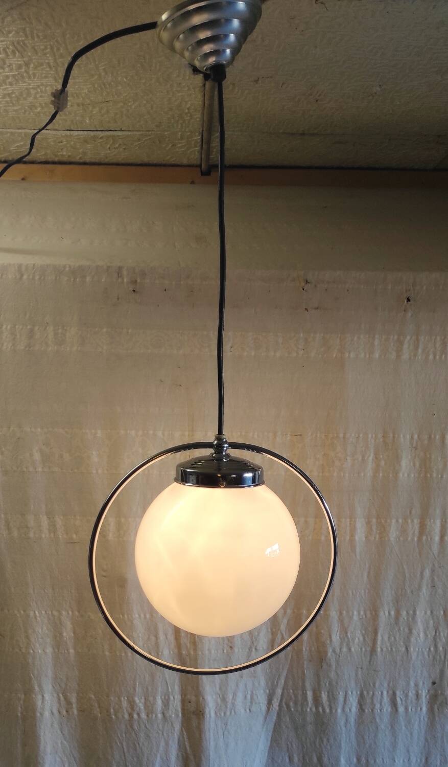 Art Deco opaline globe pendant - mid 20th century