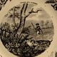 Dessert plate on partridge hunting, Gien 19th century