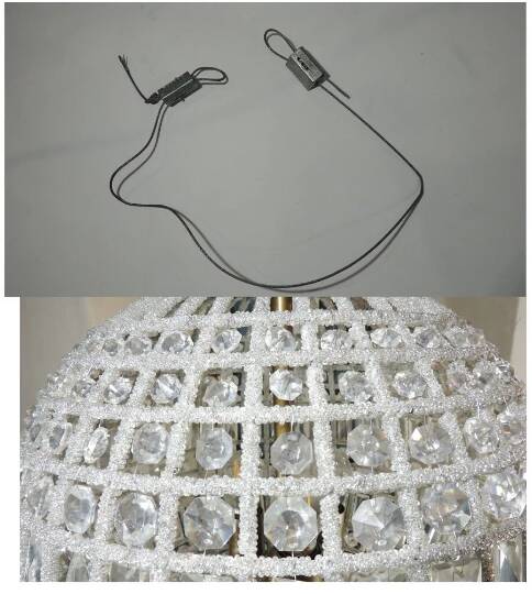 Spherical pendant light with crystal tassels and seed beads / vintage.