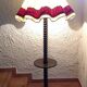 Wooden floor lamp turned in the spirit of Charles Dudouyt / art deco style