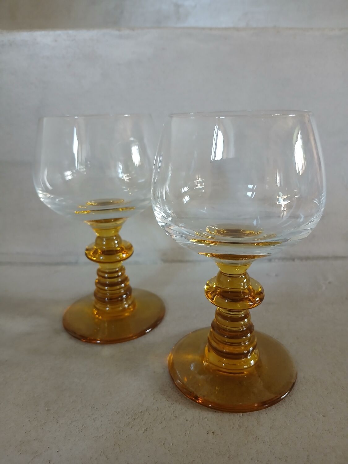 2 antique wine glasses