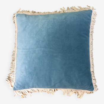 Coussin velours et franges 38x38 cm