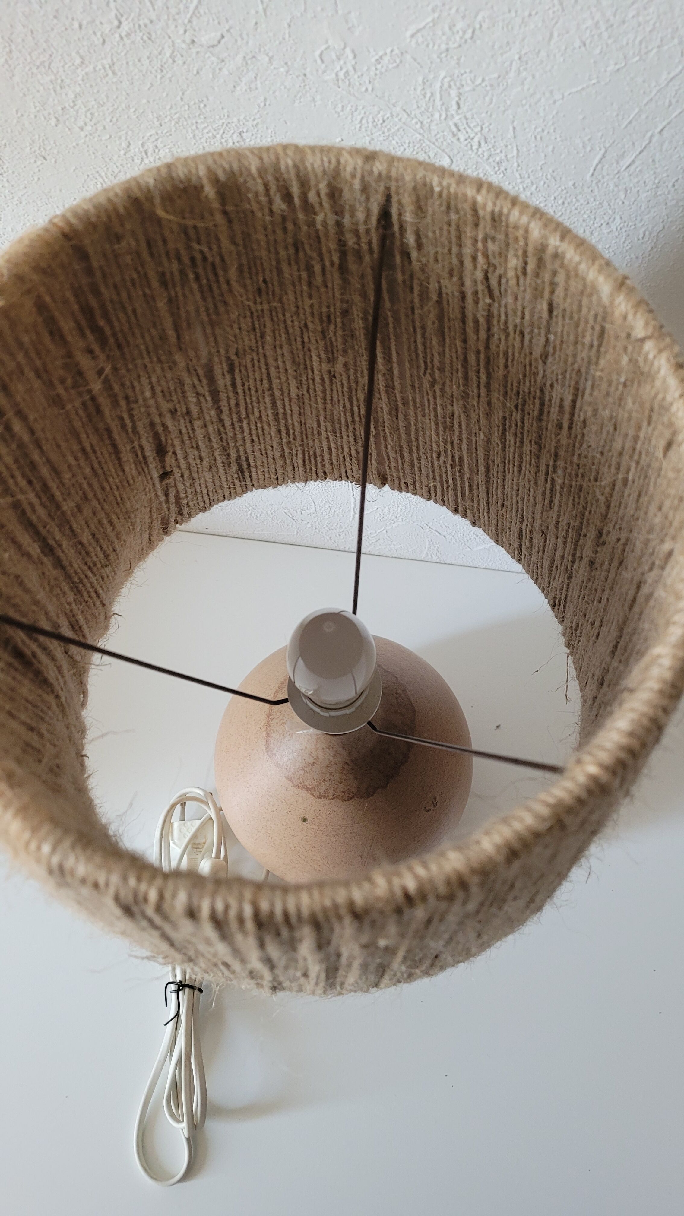 Vintage gres lamp lampshade jute rope