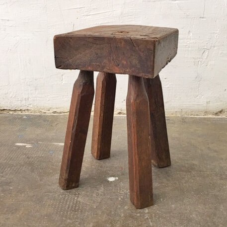 Raw wood milking stool