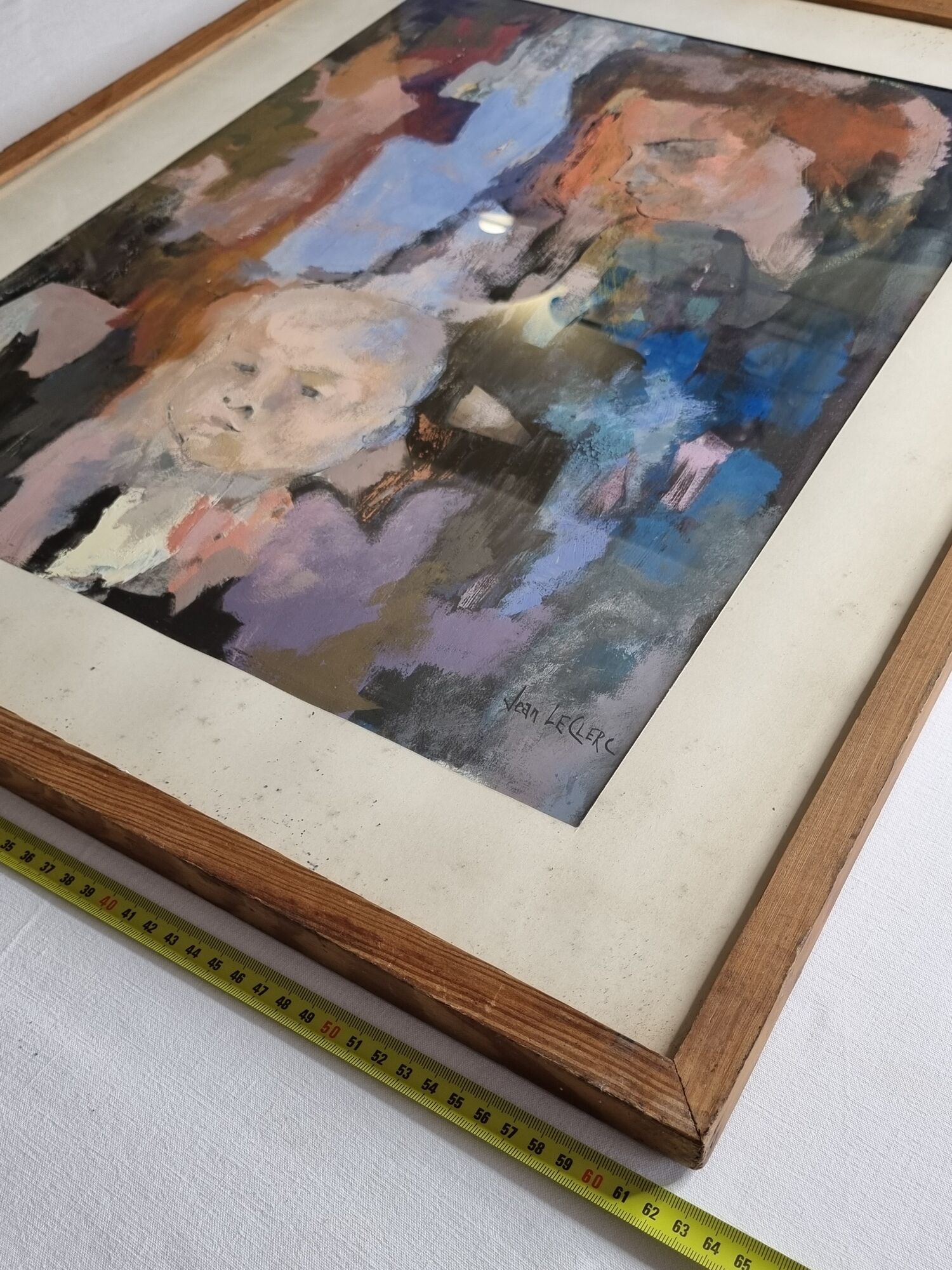 Signed painting by Jean Le Clerc "Woman and child", 78 x 62 cm