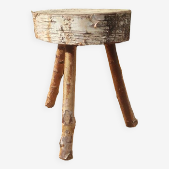 Tabouret bas de ferme en bouleau